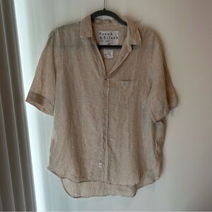 Frank & Eileen Beige Linen Short-Sleeve Button-Up